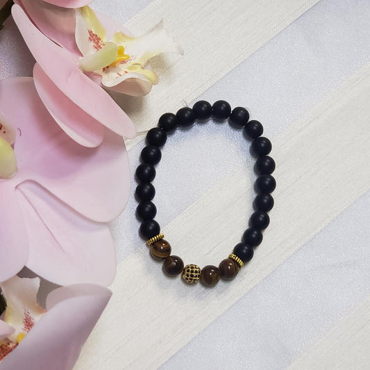 Black matte with Tiger eye accent Bracelet