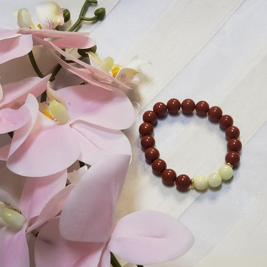 Red Jasper and Lemon Jade Bracelet