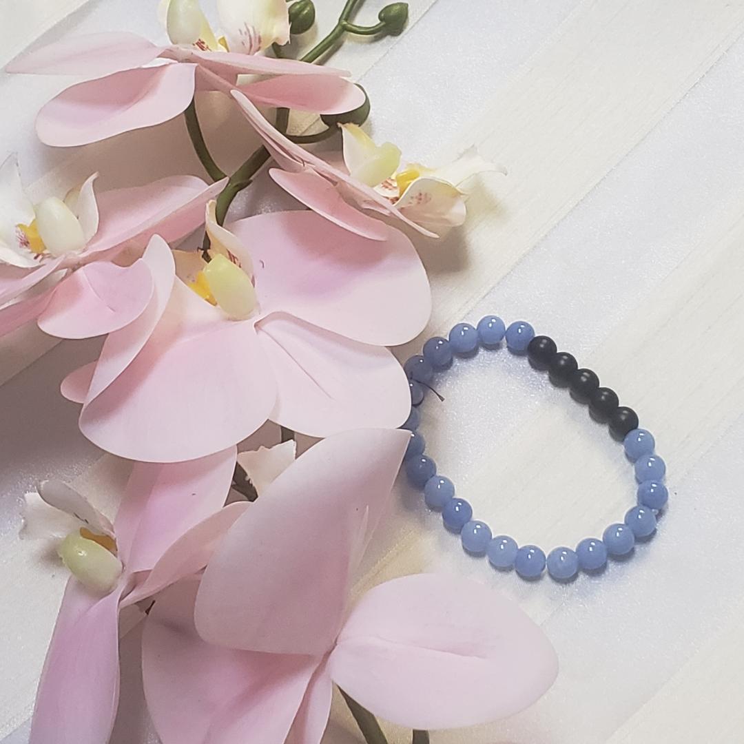 Purple Jade and Black Bracelet